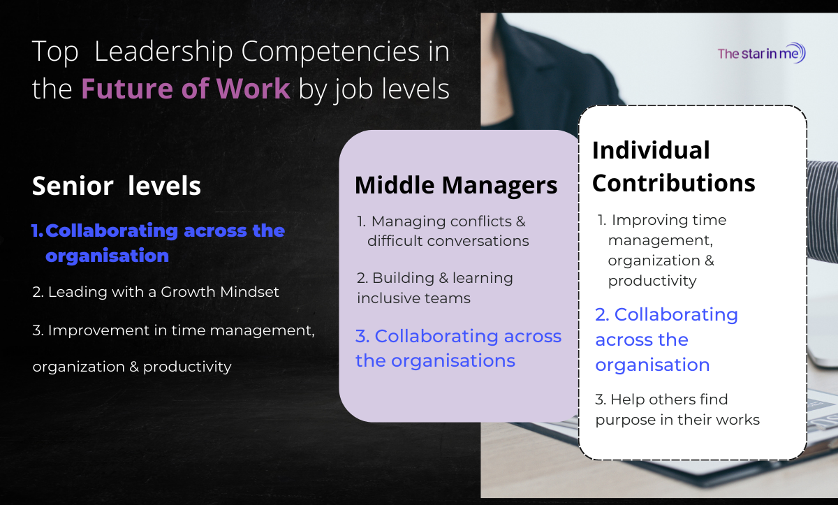 Top Leadership Competencies in the Future of Work by job levels by TSIM